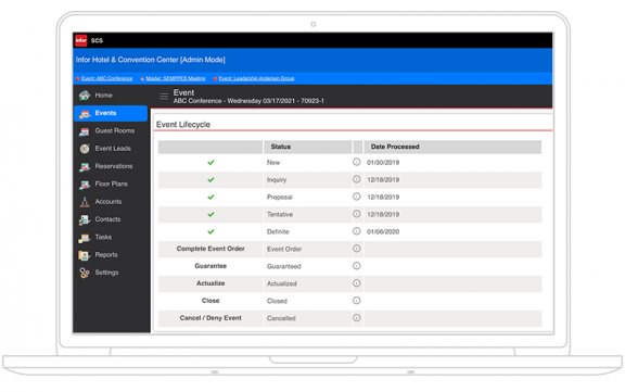 screenshot of Infor Sales & Catering
